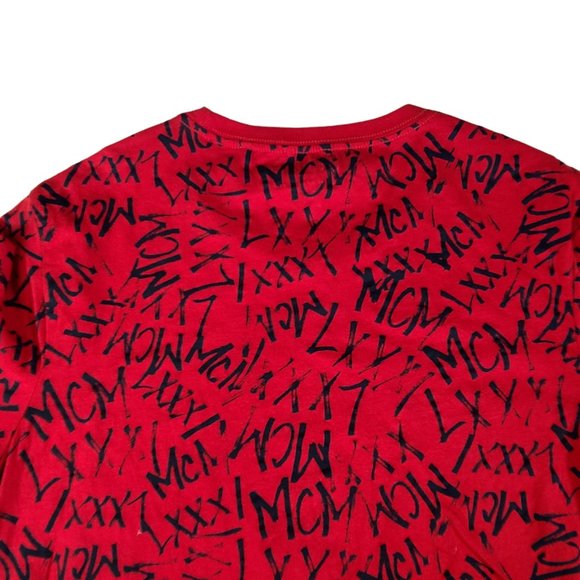 Guess Shirt Men Large 90s Red All Over Print Logo Retro Spell Out Printed - Picture 6 of 8